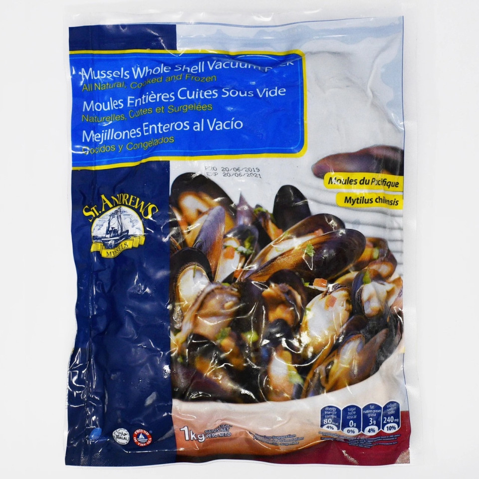 Whole Shell Mussels, frozen 1kg at Thailand