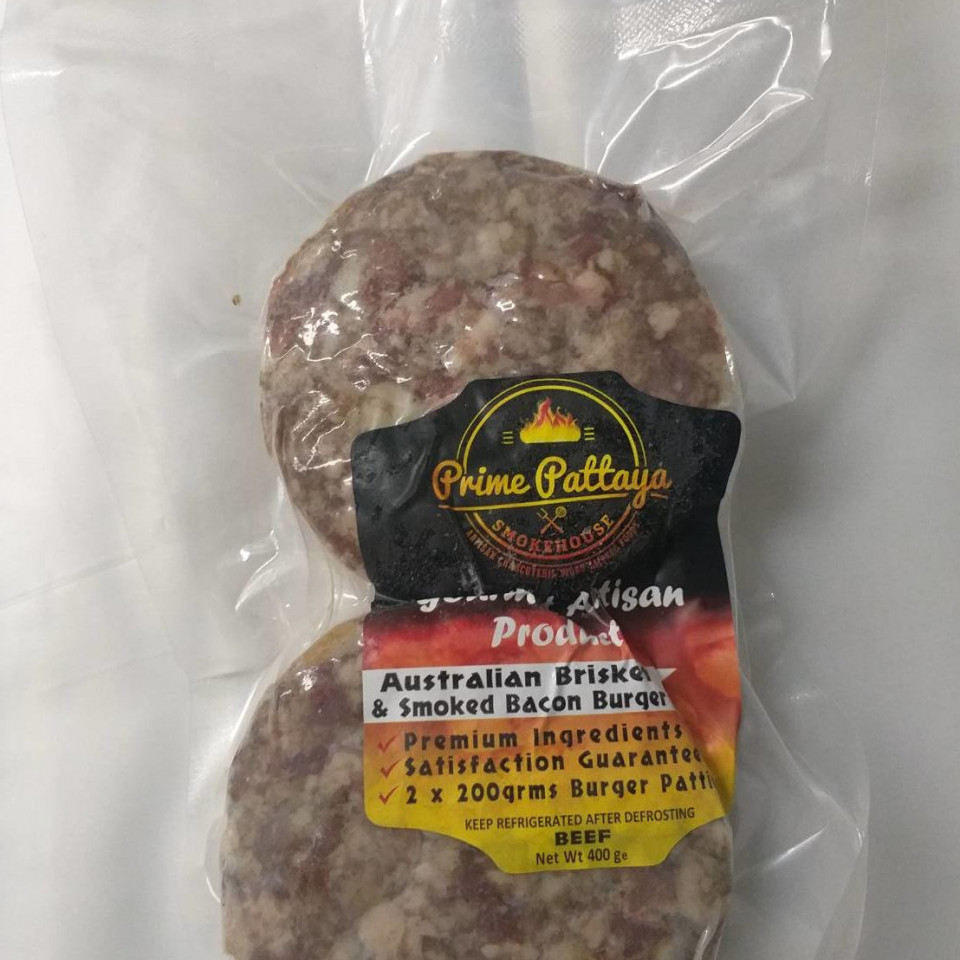 Australia brisket & bacon burgers 2x200g at BritiShop, Thailand