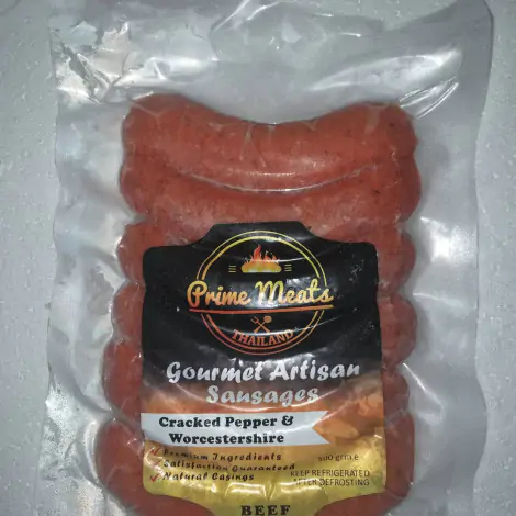 Cracked Pepper & Worcestershire Beef Sausages - 500g