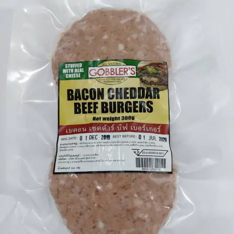 Bacon cheddar Beef Burgers - 300g - F5