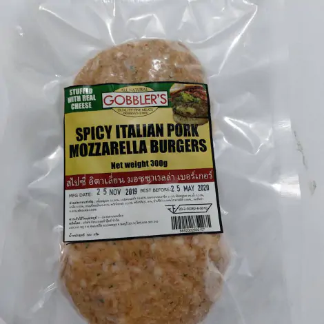 Spicy Italian Pork Mozzarella Burgers - 300g