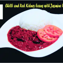 Vegan Chili and Red kidney beans with Jasmine rice