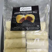 8 Epicure Frozen Large Sausage Rolls Wrapped in Puff Pastry