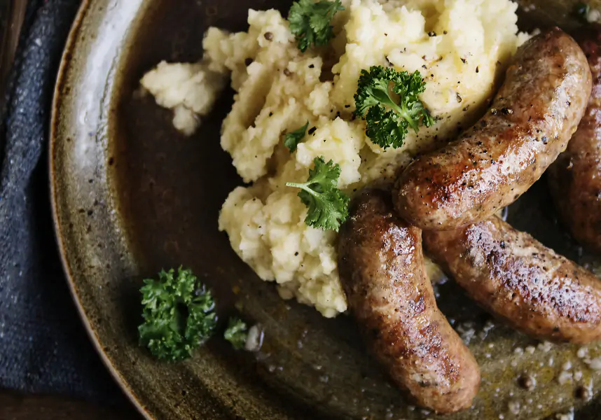 Bangers and mash with onion gravy recipe