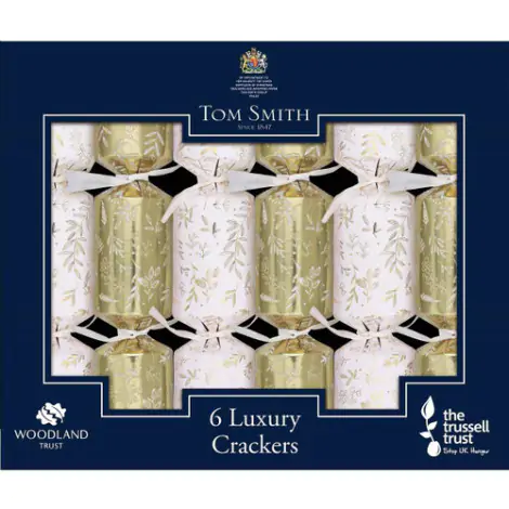 Tom Smith Christmas Crackers Gold &  White 8inch (6 pieces/pc)