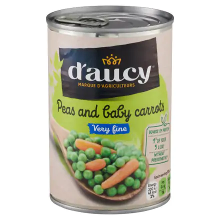 D'aucy Petits Pois and Baby Carrots, 400g Can