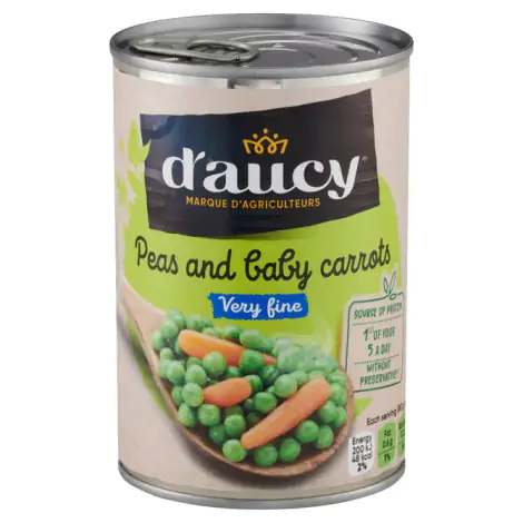 D'aucy Petits Pois and Baby Carrots, 400g Can