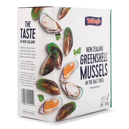 Talley - New zealand half shell mussel 1kg - F9