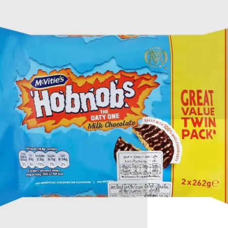 MCVITIE'S Hobnobs Milk Chocolate twin pack