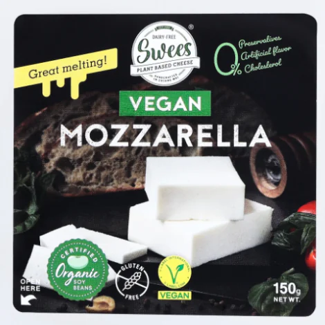 SWEES Plant Based Cheese Soy Vegan Mozzarella Cheese 150 g.