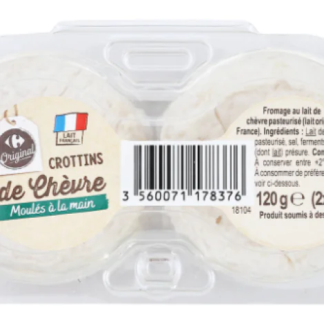 CARREFOUR ORIGINAL Crottins De Chevre Moules A La Main 60 g.