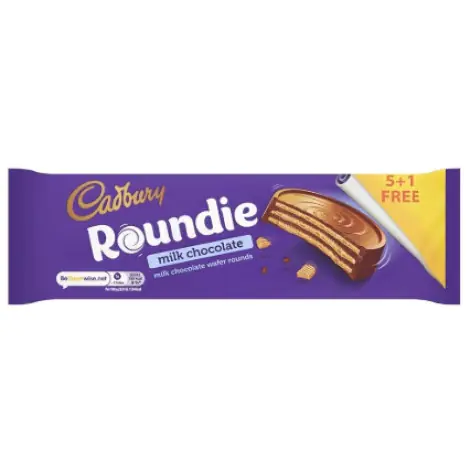 Cadbury Roundie Milk Chocolate Coated Wafers (5+1pk) 180g