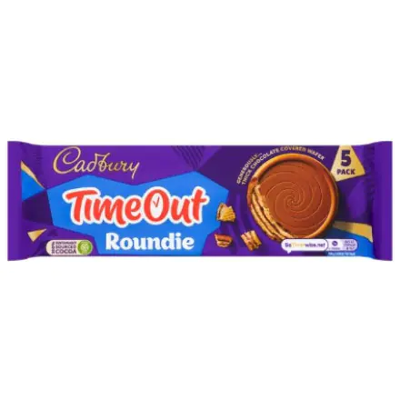 Cadbury Time Out 5 Roundie Chocolate Covered Wafers 150g