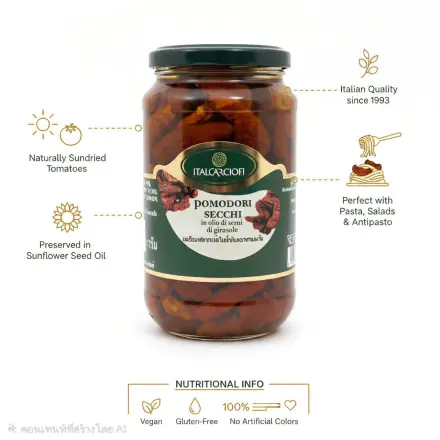 Premium Sun-Dried Tomatoes in Extra Virgin Olive Oil - 580g