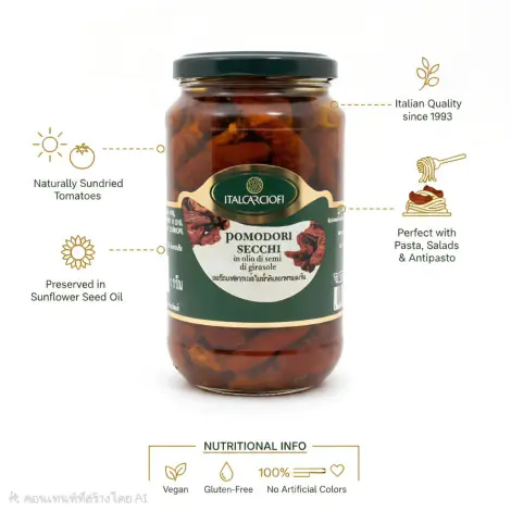 Premium Sun-Dried Tomatoes in Extra Virgin Olive Oil - 580g