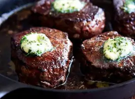 Pan-Seared Filet Mignon with Garlic & Herb Butter