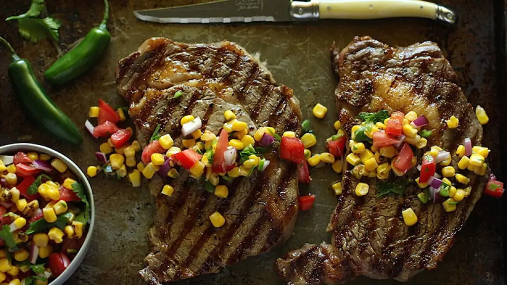 Rib-Eye Steak with Grilled Corn Salad