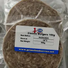 เบอร์เกอร์เนื้อคลาสสิค 150 กรัม (2ชิ้น/แพ็ค)