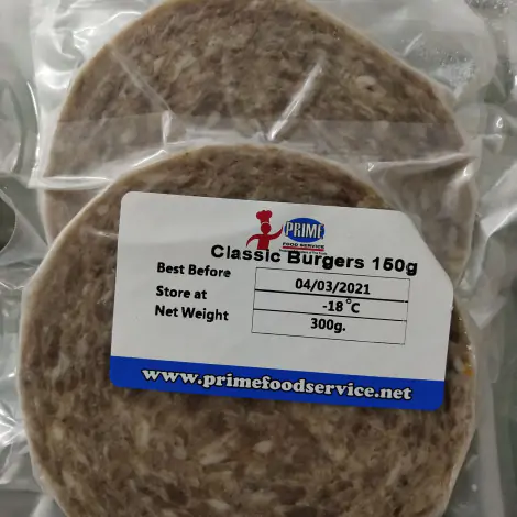 เบอร์เกอร์เนื้อคลาสสิค 150 กรัม (2ชิ้น/แพ็ค)