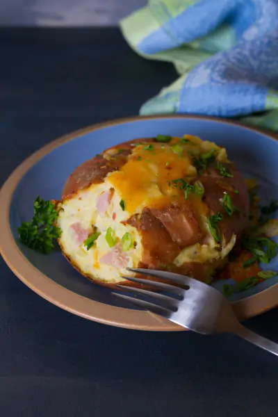 Bubble and squeak with ham and eggs