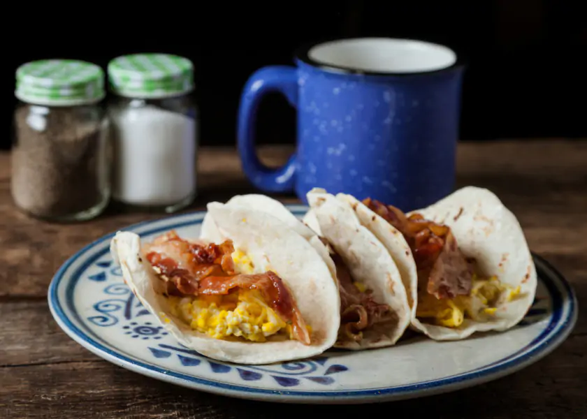 Eggs and Bacon Breakfast Tacos