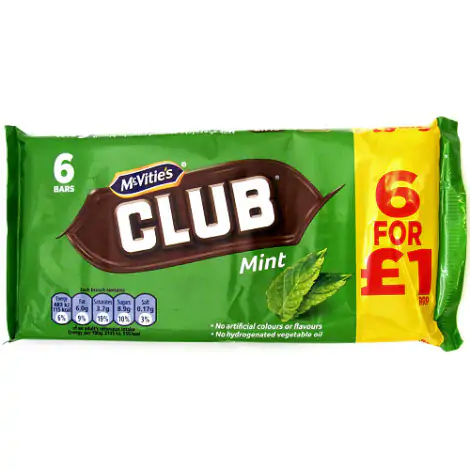 McVitie's Club Mint 6 packs - 132g